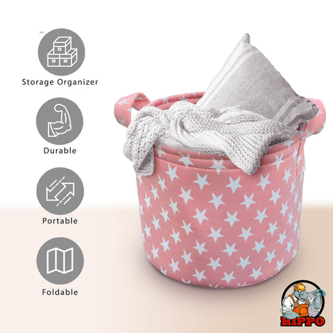 HIPPO Designer Non-Woven Polyester Cute Baby Toy Bin