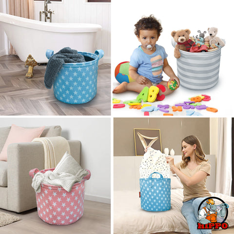 HIPPO Designer Non-Woven Polyester Cute Baby Toy Bin