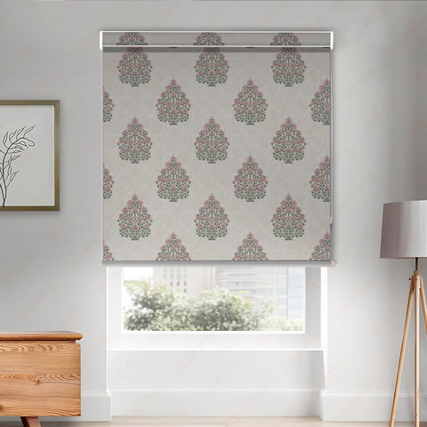 HIPPO Premium Indoor Printed Blackout Blinds (Mughal -  Roseatte)