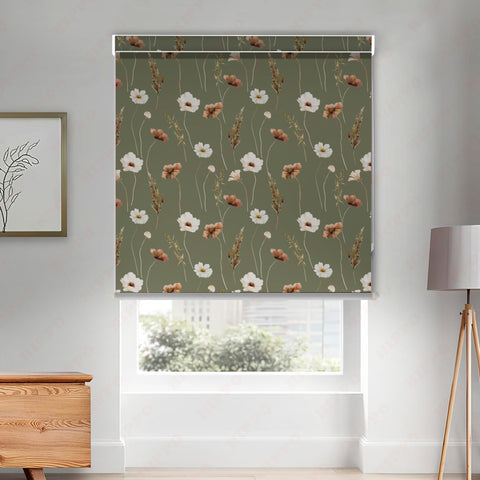 HIPPO Premium Indoor Printed Blackout Blinds (Hey Spring-Olive)