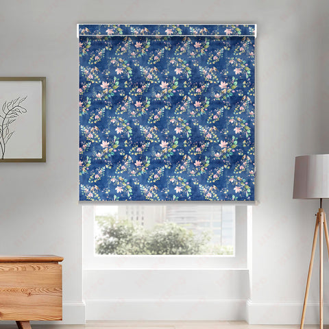 HIPPO Premium Indoor Printed Blackout Blinds (Floral Bird - Blue)