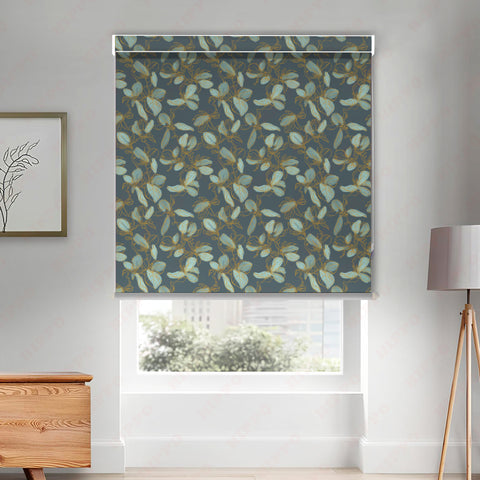 HIPPO Premium Indoor Printed Blackout Blinds (Foliage- Blues)