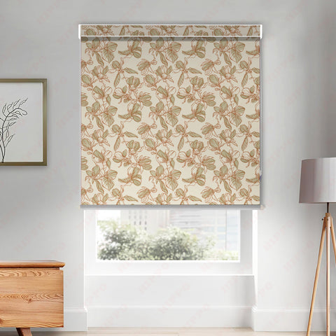 HIPPO Premium Indoor Printed Blackout Blinds (Foliage- Beige)