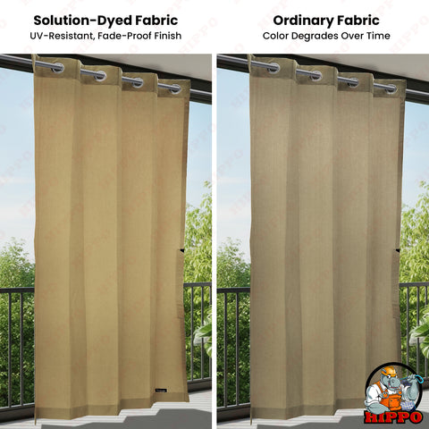 HIPPO Premium Outdoor Curtains Weatherproof Water Repellent 100% Solution Dyed Polyester, 300GSM Solid Shade for Garden (1PC)