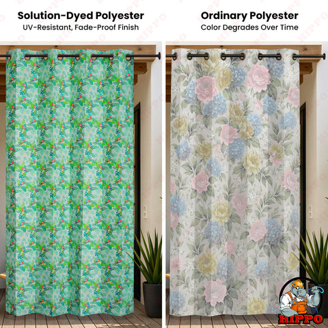 HIPPO Premium Printed Outdoor Curtain 100% Solution Dyed Polyester Luxury 350 GSM, UV Block, Anti Fade & Waterproof (1PC)
