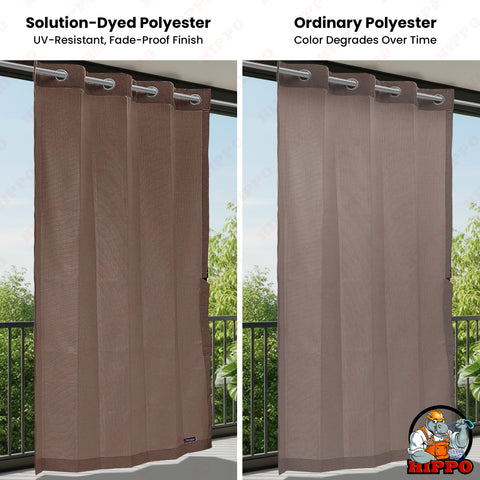 HIPPO Outdoor Premium Curtain Solution Dyed Polyester Waterproof, UV Block, 320GSM Herringbone Weave for Garden Patio (1PC)