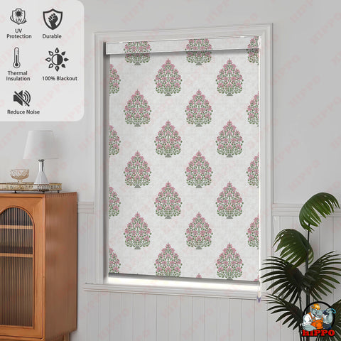 HIPPO Premium Indoor Printed Blackout Blinds (Mughal - Natural)