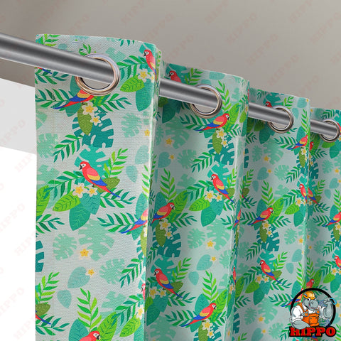 HIPPO Premium Printed Outdoor Curtain 100% Solution Dyed Polyester Luxury 350 GSM, UV Block, Anti Fade & Waterproof (1PC)