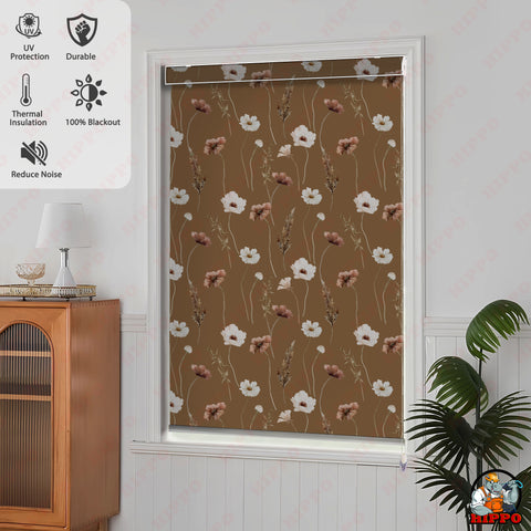 HIPPO Premium Indoor Printed Blackout Blinds (Hey SpringTerracotta )