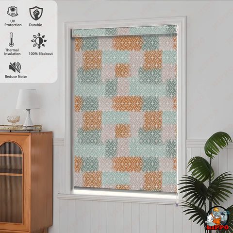 HIPPO Premium Indoor Printed Blackout Blinds (IkatPastel Mustard)