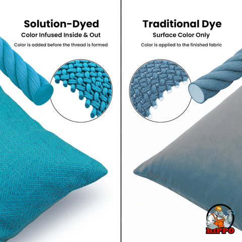 HIPPO Premium Outdoor Cushion 100% Solution Dyed Polyester 12X20IN Herringbone Weave Waterproof & Antifungal with Polyfillers