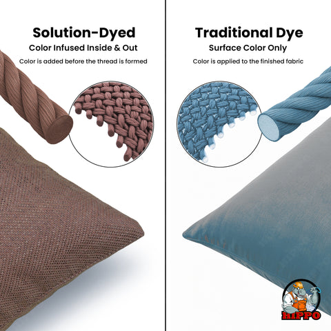 HIPPO Outdoor Premium Waterproof Cushion Cover 100% Solution Dyed Polyester 12X20IN Herringbone Weave Anti-Stain & Antifungal