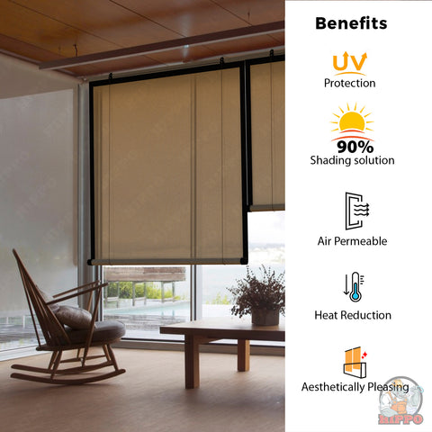 HIPPO Outdoor Sunscreen Chick Blind for Sun Protection for Luxury Homes Farmhouses