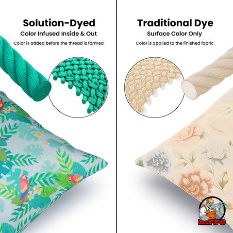 HIPPO Premium Printed Cushion Cover 100% Solution Dyed Polyester 12X20IN Waterproof & Anti Stain with UV Protected Prints