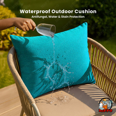 HIPPO Premium Outdoor Cushion 100% Solution Dyed Polyester 12X20IN Herringbone Weave Waterproof & Antifungal with Polyfillers