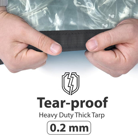 HIPPO Clear PVC Tarp Waterproof Dustproof Windproof Anti-UV Anti-Tear, Transparent Balcony, Outdoor, Patio Tarps