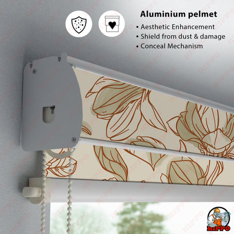 HIPPO Premium Indoor Printed Blackout Blinds (Foliage- Beige)