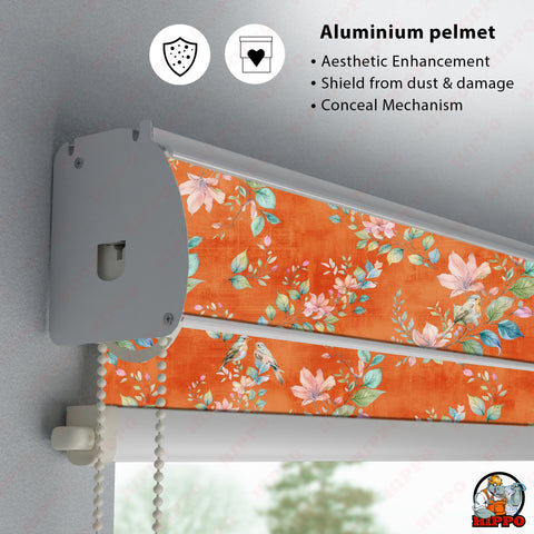 HIPPO Premium Indoor Printed Blackout Blinds (Floral Bird - Orange)