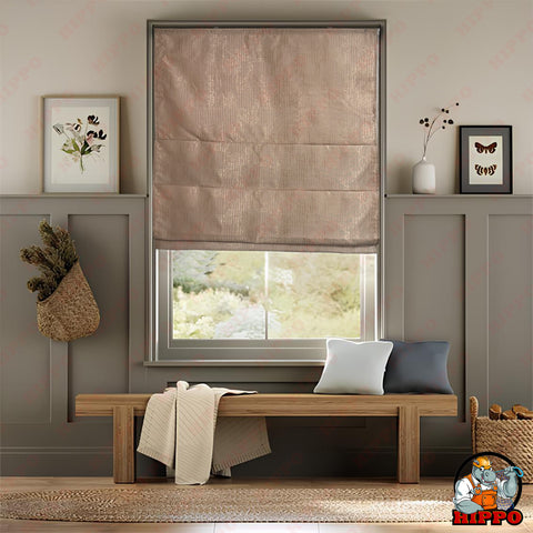 HIPPO Indoor Roman Blinds for Windows Sun Protection Light Control Corded Foldup & Down Blind for Living Room & Bedroom (Millennial Pink)