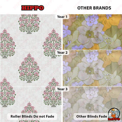 HIPPO Premium Indoor Printed Blackout Blinds (Mughal - Natural)