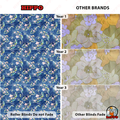 HIPPO Premium Indoor Printed Blackout Blinds (Floral Bird - Blue)