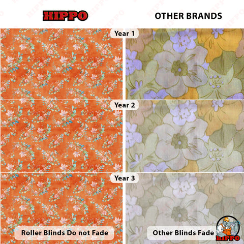 HIPPO Premium Indoor Printed Blackout Blinds (Floral Bird - Orange)