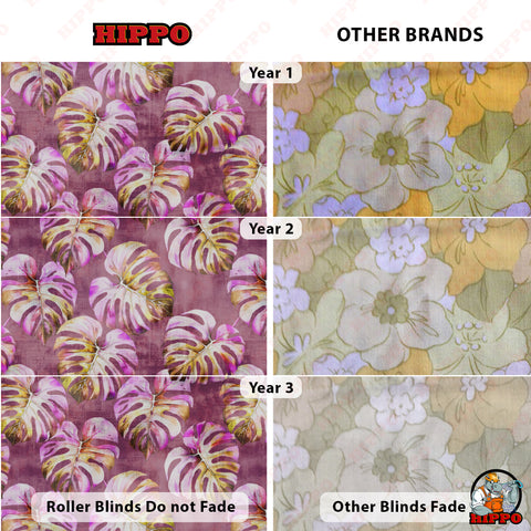 HIPPO Premium Indoor Printed Blackout Blinds (Exotic Leaves - Mauve)