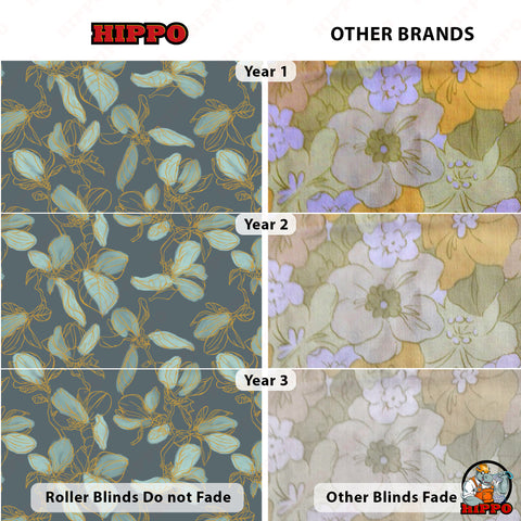 HIPPO Premium Indoor Printed Blackout Blinds (Foliage- Blues)