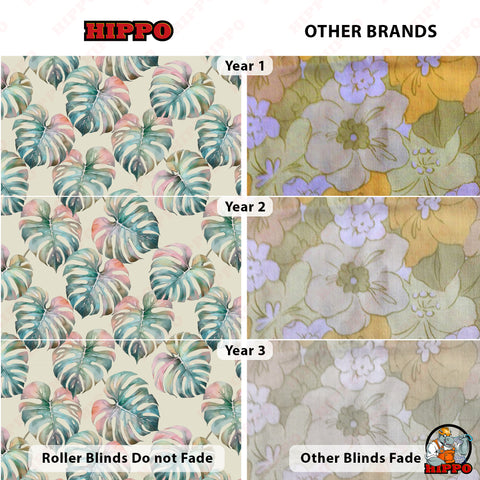 HIPPO Premium Indoor Printed Blackout Blinds (ExoticLeavesPastel )