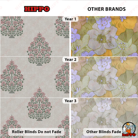 HIPPO Premium Indoor Printed Blackout Blinds (Mughal -  Roseatte)