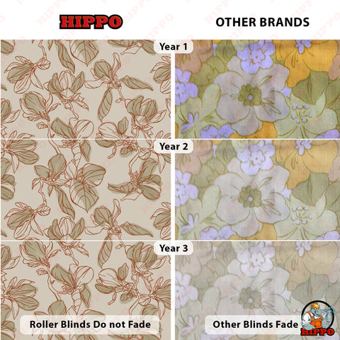 HIPPO Premium Indoor Printed Blackout Blinds (Foliage- Beige)