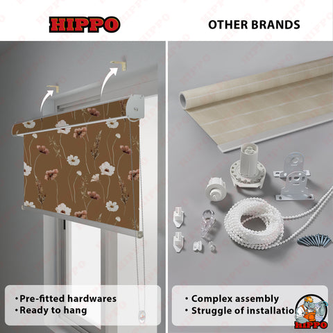 HIPPO Premium Indoor Printed Blackout Blinds (Hey SpringTerracotta )