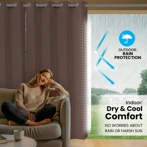 HIPPO Outdoor Premium Curtain Solution Dyed Polyester Waterproof, UV Block, 320GSM Herringbone Weave for Garden Patio (1PC)