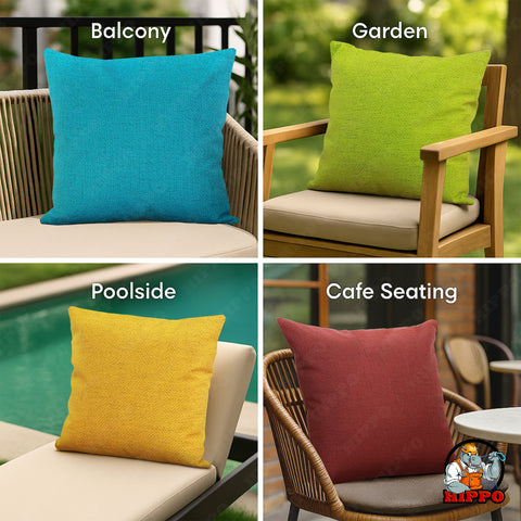 HIPPO Outdoor Premium Waterproof Cushion Cover 100% Solution Dyed Polyester 12X20IN Herringbone Weave Anti-Stain & Antifungal