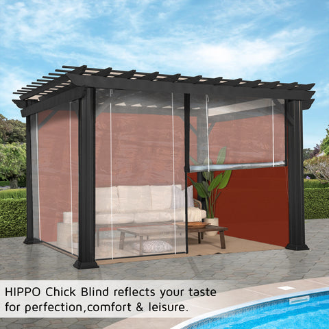 HIPPO Transparent PVC Monsoon Blind for Rain Protection Roll Up Blinds for Balcony, Sun Wind Dust, Premium Waterproof Chick Blind