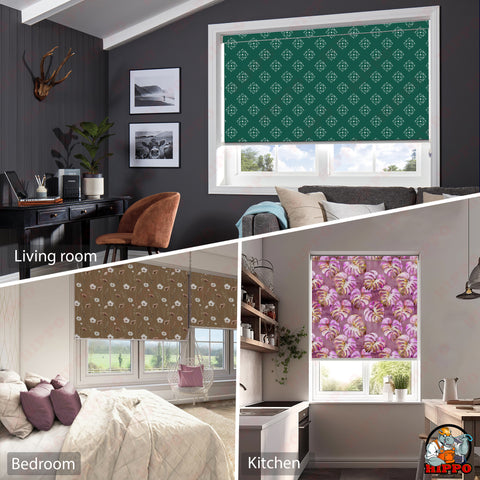 HIPPO Premium Indoor Printed Blackout Blinds (Hey SpringTerracotta )