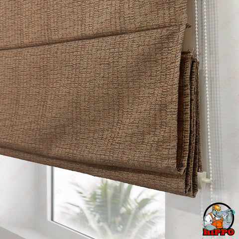 HIPPO Indoor Roman Blinds for Windows Sun Protection Light Control Corded Foldup & Down Blind for Living Room & Bedroom (Copper)