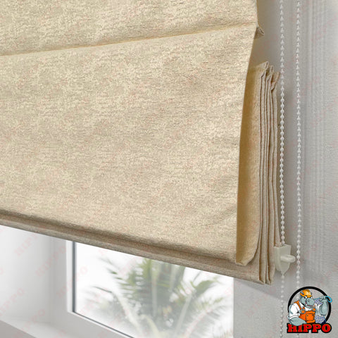 HIPPO Indoor Roman Blinds for Windows Sun Protection Light Control Corded Foldup & Down Blind for Living Room & Bedroom (Ivory)