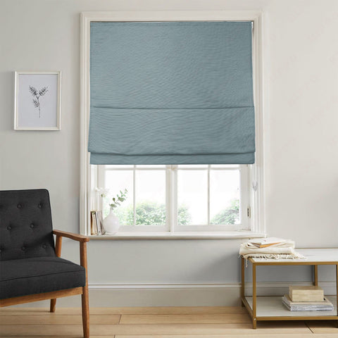 HIPPO Indoor Roman Blinds for Windows Sun Protection Light Control Corded Foldup & Down Blind for Living Room & Bedroom (Cruise Blue)