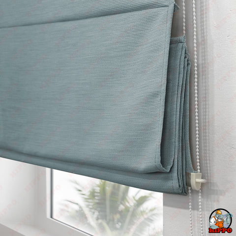 HIPPO Indoor Roman Blinds for Windows Sun Protection Light Control Corded Foldup & Down Blind for Living Room & Bedroom (Cruise Blue)