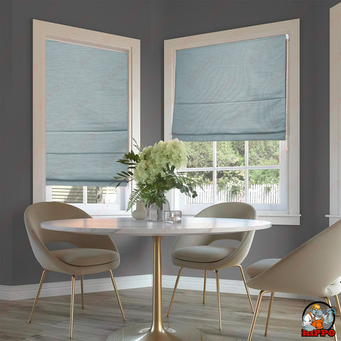 HIPPO Indoor Roman Blinds for Windows Sun Protection Light Control Corded Foldup & Down Blind for Living Room & Bedroom (Cruise Blue)