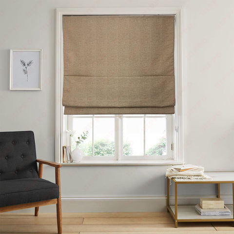 HIPPO Indoor Roman Blinds for Windows Sun Protection Light Control Corded Foldup & Down Blind for Living Room & Bedroom (Beige)