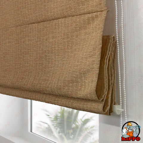 HIPPO Indoor Roman Blinds for Windows Sun Protection Light Control Corded Foldup & Down Blind for Living Room & Bedroom (Beige)