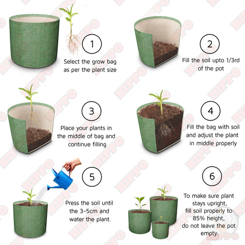 HIPPO Planter Pots for Garden UV Treated Recyclable Eco Friendly Fabric Pots Suitable for Garden, Balcony, Nursery