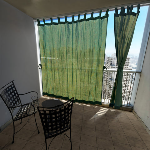 HIPPO 85% Sun Blocking Outdoor Balcony Loop Curtain (Pack of 2)