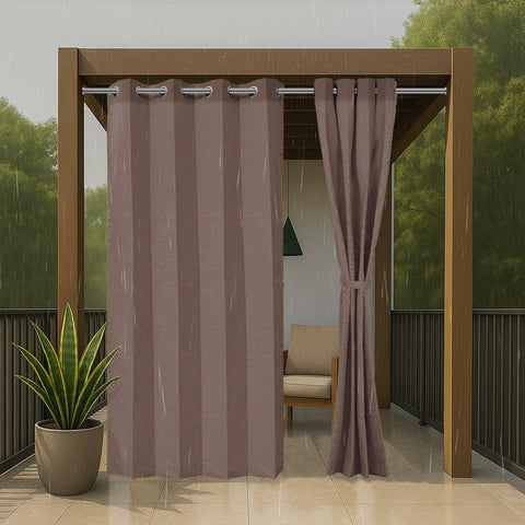 HIPPO Outdoor Premium Curtain Solution Dyed Polyester Waterproof, UV Block, 320GSM Herringbone Weave for Garden Patio (1PC)