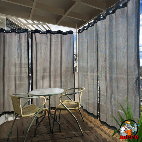 HIPPO 95% Sun Blocking Outdoor Balcony Eyelet Curtains (Pack of 2)
