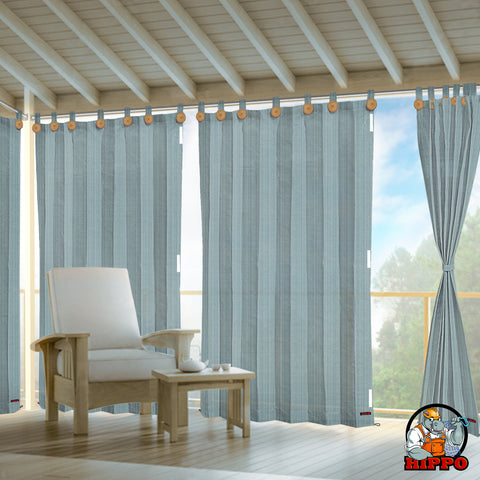 HIPPO 95% Sun Blocking Outdoor Balcony Loop Curtain (Pack of 2)