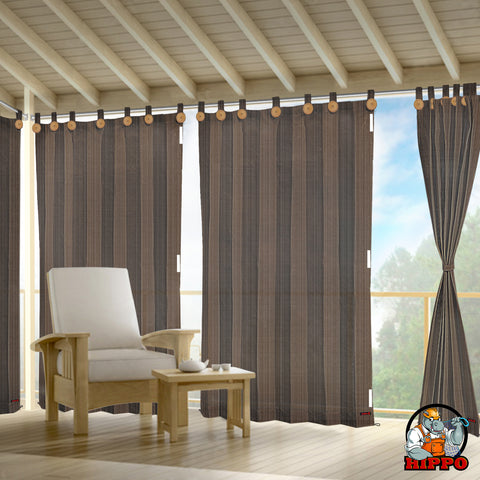 HIPPO 95% Sun Blocking Outdoor Balcony Loop Curtain (Pack of 2)