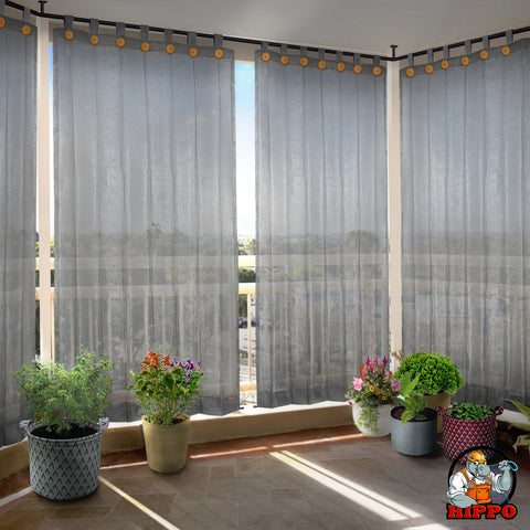 HIPPO 85% Sun Blocking Outdoor Balcony Loop Curtain (Pack of 2)